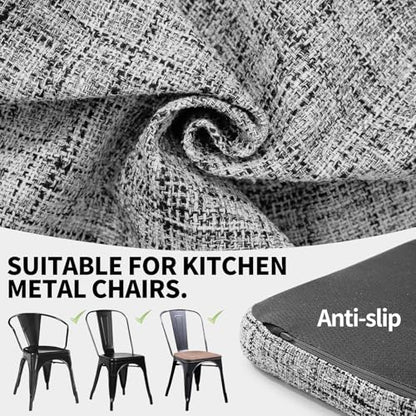 SINOSSO Memory Foam 14" Metal Chair Cushions 4 Pcs, Modern Interwoven Style Magnetic Chair Pads for Dining Kitchen Cafe Bistro Stackable Chair (U-Shape, White-Gray, 4) - color: White