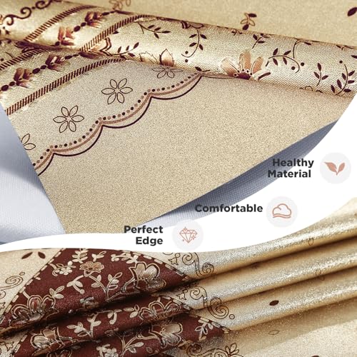 Rectangle Heavy Duty Vinyl Tablecloth Flower Gold Waterproof Oil-Proof Table Cloth Wipeable Fabric Table Cover Protector for Banquet Gathering Birthday Use（Gold Metallic Flower 54"x78"） - color: Gold Metallic Flower