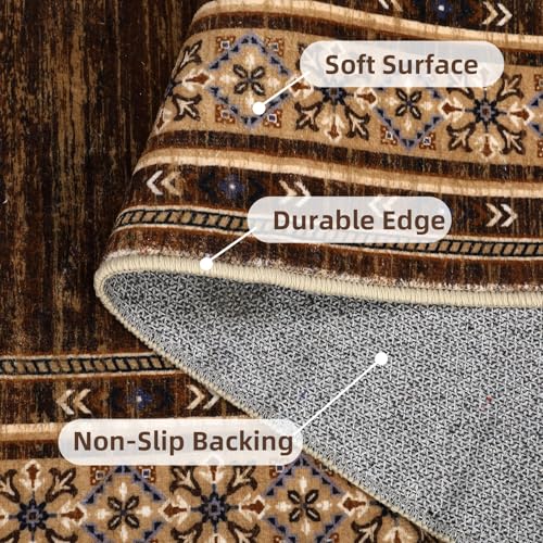 Modern Solid 8x10 Area Rugs for Living Room Washable Non Slip Neutral Rugs, Stain Resistant Bordered Soft Carpet, Neutral Foldable Floor Rugs for Bedroom, Dining Room, Nursery, Red Brown | Non Slip Low Pile Stain Resistant Neutral Bordered Soft Foldable R
