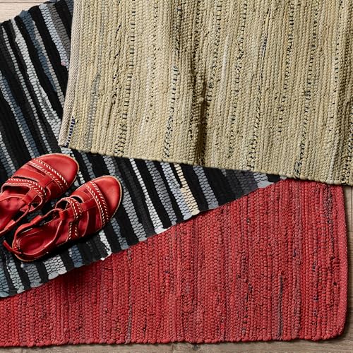 DII Chindi Home Collection Handwoven Multicolor Area Rag Rug, 20x31.5, Black - color: Black, size: 1'8" x 2'8" (Rectangular)