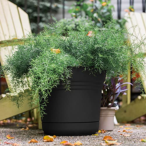 Bloem 010280 Saturn Planter with Saucer, 5", Black (SP0500), 5" - color: Black, size: 5"