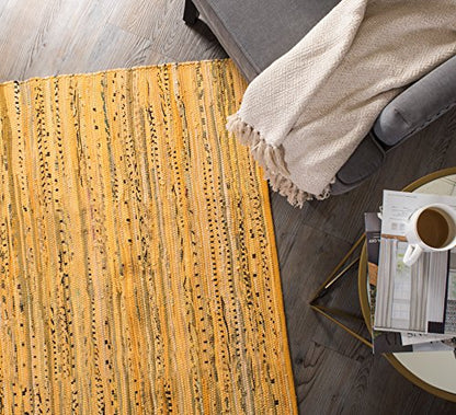 DII Chindi Home Collection Handwoven Multicolor Area Rag Run, 4x6', Mustard Yellow - color: Mustard Yellow, size: 4' x 6' (Rectangular)