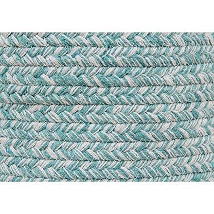 Super Area Rugs Farmhouse Braided Rug Cotton Kitchen Reversible Carpet Turquoise & White, 20" X 40" Half Circle - color: Turquoise & White, size: 1'8" x 3'4" (Semicircular)