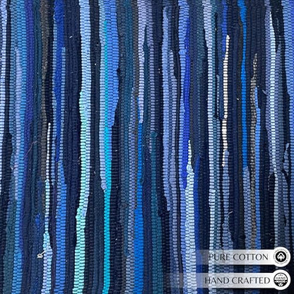 Chindi Kitchen Rug 2x3 Feet - Navy | Cotton Hand Woven Throw Rugs for Bathroom, Easy Clean Accent Camping Carpet - color: Navy, size: 2 x 3 feet