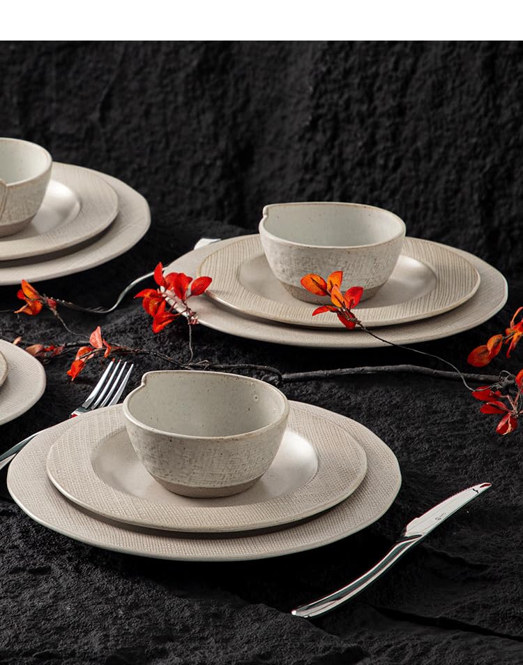 Dinnerware sets plates and bowls sets modern plates,Ceramic Dinnerware Sets,12 Pieces Porcelain Lightweight Plates,Scratch Resistant Dish Set (style - 5, 4 - Set (12pcs)) - color: style - 5