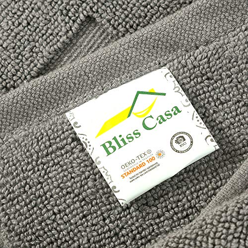 Bliss Casa Premium 100% Ring Spun Cotton Bath Mat, Bathroom Floor Towel Set - Pack of 2 Super Soft & Absorbent Luxury Hotel, Spa, Shower & Bath Tub Floor Mats Machine Washable 32"x20" (Grey)