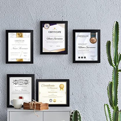 SESEAT 8.5 x 11 Frame Certificate Document Frame Set of 6, Diploma Frame for Wall and Tabletop, Black