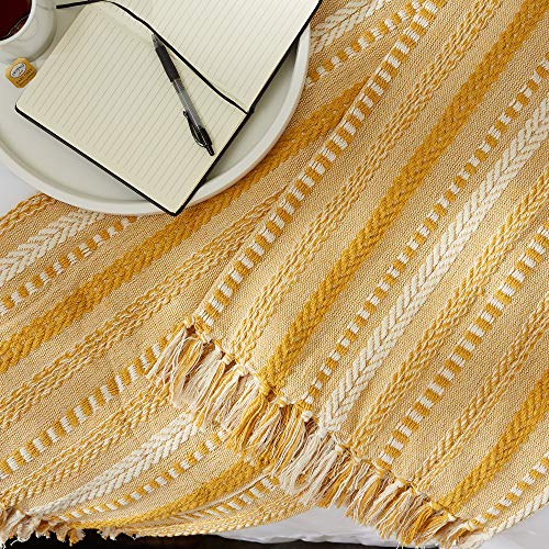 DII Braided Striped Throw, 50x60, Honey Gold - color: Honey Gold, size: 50x60"