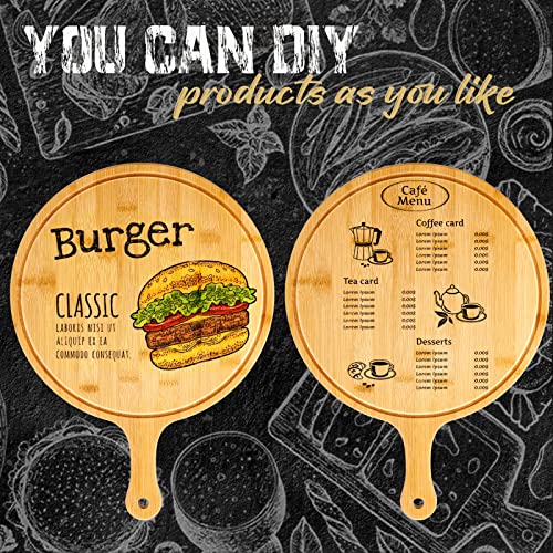 Nuenen 30 Pcs Round Wood Cutting Board with Handle Acacia Bamboo Wooden Serving Kitchen Chopping Boards for Pizza, Bread, Cheese, Charcuterie, Fruit, Vegetables (Bamboo)