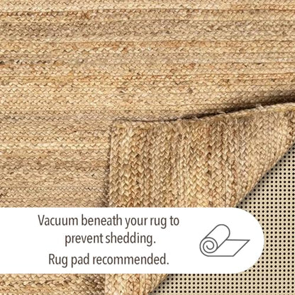 Hand Woven Natural Jute Braided Rug – 6 Ft Round Scalloped Rug | Rustic Boho Farmhouse Reversible Rug for Entryway, Front Door, Kitchen, Nursery, Dining Room, or Patio | Natural Fiber Rug - size: 6' x 6' (Flower)