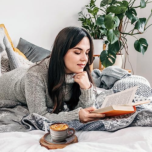 Hasense Espresso Cups with Saucers, 4 oz Small Ceramic Espresso Coffee Mugs Set of 4, Cute Cappuccino Cup Set, Demitasse Cups Perfect for Espresso Shots, Cappuccino, Tea-Grey Brown - color: Grey Brown, size: 4oz - Set of 4