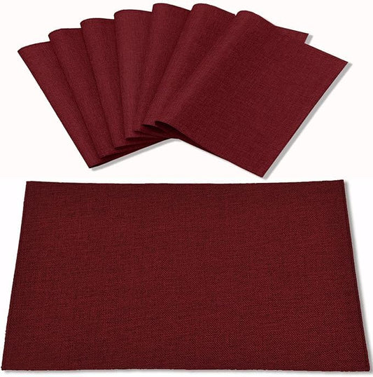 Cloth Placemats Set of 8, Linen Type Fabric Placemats Machine Washable Heat Resistant Placemats Wrinkle Free Thick Polyester Kitchen Place Mats for Dining Table (Burgundy) - color: Burgundy, size: Placemats 12'' x 18'', Set of 12