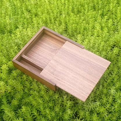Walnut Wood Storage Box with Compartments | Handmade Gift Keepsake Organizer for Photos, USB Drives, Rings, Small Items | 6.7x6.7x1.4 inches (17x17x3.5cm) - color: Walnut Box-DHH-17*17CM