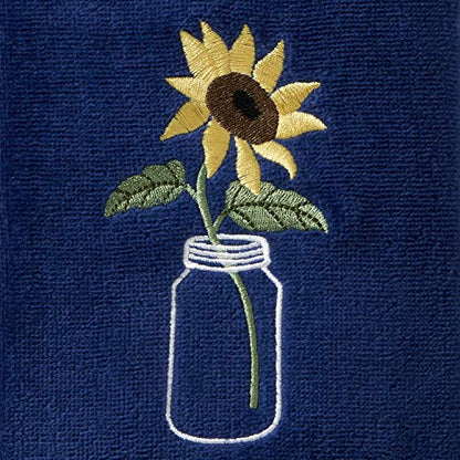 SKL Home by Saturday Knight Ltd. Sunflower in Jar Hand Towel (2-Pack), Blue - color: Sunflower in Jar, Blue