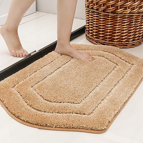 COSY HOMEER Non-Slip Bath Mat Extra Thick Absorbent Plush Washable | 24"x36" Beige Non-Slip Extra Thick Plush Absorbent Machine Washable Bath Mat Bathroom Rug Floor Tub Shower - color: Beige, size: 2' x 3' (Oval)