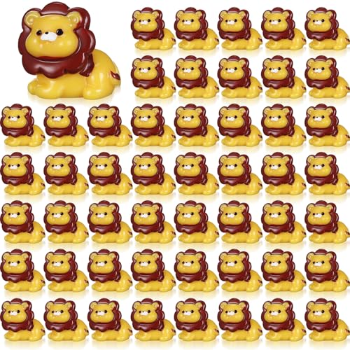 Threehoney 50 Pcs Mini Resin Animal Miniature Figurines Bulk Adorable Garden Accessories for Christmas Gifts Micro Landscape Ornaments Home Decor Bookcase Living Room Scenes Kit (Lion Style) - style: Lion Style