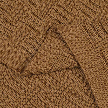 uxcell 100% Cotton Knit Throw Blanket, Cable Decors Brown 47x70 - color: Brown