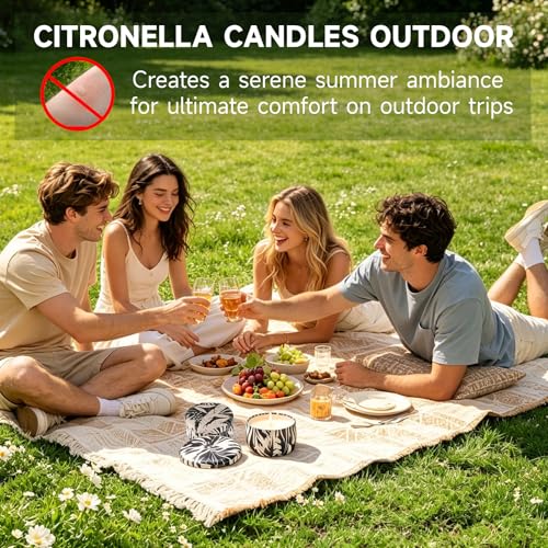 Citronella Candles Outdoor, 12 Pack Soy Wax Candle Set | 300-Hour Total Burn, Backyard Garden Patio Use, Camping Companion, Fresh Citronella Scent, Outdoor Ambience, Summer Evening - color: Citronella Candle - 12 Pack