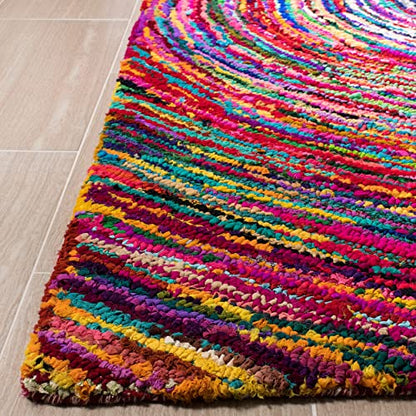 SAFAVIEH Nantucket Collection Area Rug - 9' x 12', Multi, Handmade Boho Abstract Circle Cotton, Ideal for High Traffic Areas in Living Room, Bedroom (NAN315A) - size: 9' x 12' (Rectangular)