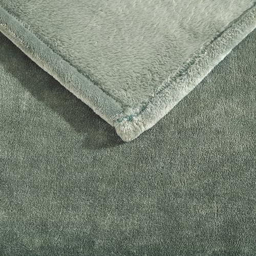 Eddie Bauer - Blanket, Super Soft Reversible Sherpa & Brushed Fleece Bedding, Throw Blankets for Couch, Ideal for Lounging (Ultra Lux Solid Green) - color: Ultra Lux Solid Green