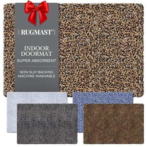 Microfiber Indoor Door Mat 20"x30" - Dirt Trapper Front Door Mat, Washable Entry Rug, Non Slip Waterproof Backing, Super Absorbent Quick Dry, Low Profile Entryway Doormat Indoor Entrance - color: Dark Brown/Black/Beige/ White Fibers, size: 20"x30"