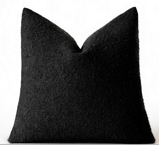 Black Boucle Throw Pillow Cover, Textured Square Cushion, Modern Home Decor