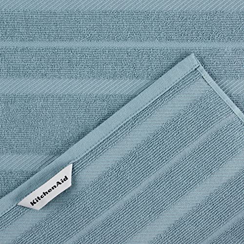 KitchenAid Albany Kitchen Towel 4-Pack Set, Fog Blue/White, 16"x26" - color: Fog Blue, size: 16"x26"