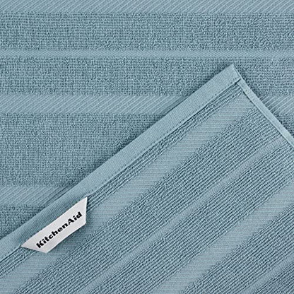 KitchenAid Albany Kitchen Towel 4-Pack Set, Fog Blue/White, 16"x26" - color: Fog Blue, size: 16"x26"