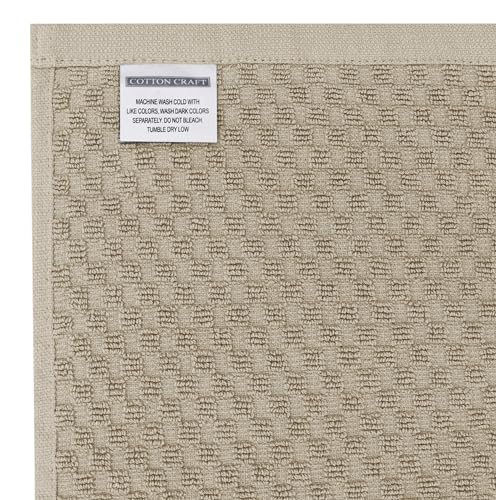 COTTON CRAFT Amazing Kitchen Towels - 8 Pack 100% Cotton Waffle Terry Towel | Beige - 16x28 inch Euro Café Waffle Weave Dish Towels - Soft Absorbent Quick Dry Low Lint Reusable Pantry Bar Cleaning Cloth - color: Beige, size: 8 Pack