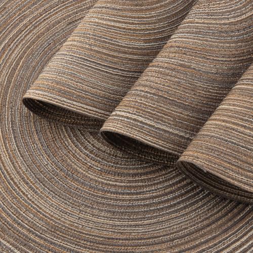 Winknowl Round Braided Placemats Set of 4 Washable Woven Heat Resistant Table Mats for Kitchen Dining Tables 15 inch Round Place Mats (Brown,4) - color: Brown, size: 4pcs