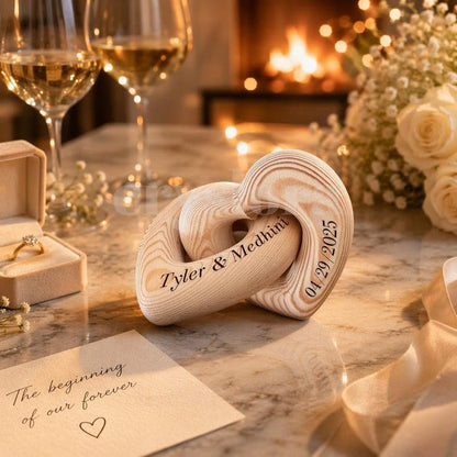 Personalized Interlocking Wooden Hearts, Custom Name Date Engraved Couple Gift, Wedding Anniversary Keepsake, Romantic Decor, Valentine Gift, Bridal Shower Gifts, Engagement Present 3 - color: Design 03