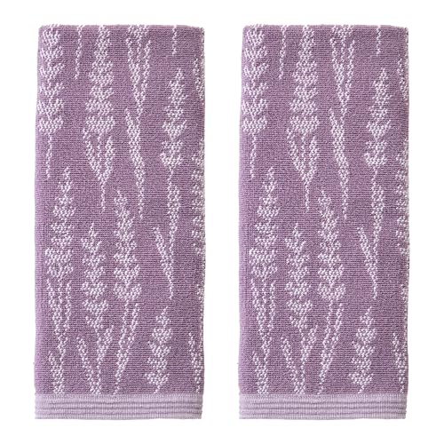 SKL Home Lavender Silhouette 100% Cotton Jacquard 2pc Hand Towel Set, Reversible & Decorative for Bath/Kitchen/Bar & Gift, Purple - color: Lavender Silhouette