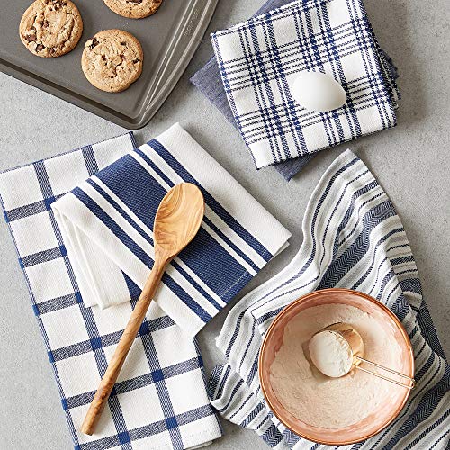 DII Assorted Woven, Kitchen Dishtowel Set, 18x28, Nautical Blue, 5 Piece - color: Nautical Blue