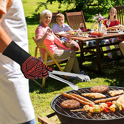 BBQ Grill Gloves, 1472°F Heat Resistant | Non-Slip Silicone, Washable, Long Protection for Kitchen, Cooking, Grilling, Baking