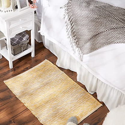 DII Woven Rag Rug Collection Recycled Yarn Variegated Rustic Stripe, 2x3', Honey Gold - color: Honey Gold