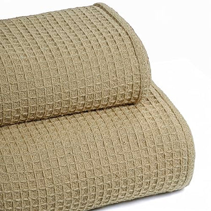 100% Cotton Waffle Weave Blanket, Twin Size 60 x 90 Inches, 300 GSM Lightweight Breathable Cooling Bed Blanket for Summer & All Season, Soft Woven Blanket, Khaki - color: Khaki, size: 60x90-Twin