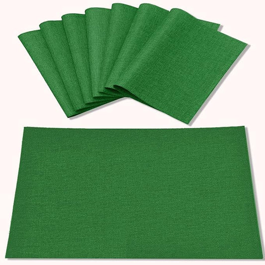 Cloth Placemats Set of 8, Linen Type Fabric Placemats Machine Washable Heat Resistant Placemats Wrinkle Free Thick Polyester Kitchen Place Mats for Dining Table (Forest Green) - color: Forest Green, size: Placemats 12'' x 18'', Set of 12