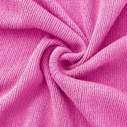 Vonty Hot Pink Knitted Blanket with Tassels Fringe 60" x 80", Super Soft Knit Throw Blanket, Farmhouse Decorative Lightweight Blanket for Couch, Sofa, Bed | Super Soft And Lightweight, Year-Round Cozy Warmth, Farmhouse Decorative Style, Machine Washable,
