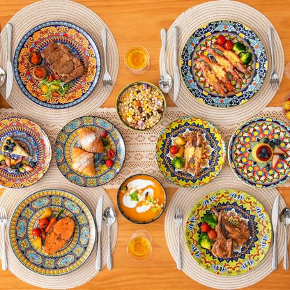 vancasso Plates and Bowls Sets,12-Piece Porcelain Dinnerware Set Service for 4, Bohemian Style Dishes Set for 4, Kitchen Dinner Set, Microwave and Dishwasher Safe, Scratch Resistant, Series KRVI - size: Service for 4 (12 Pcs)