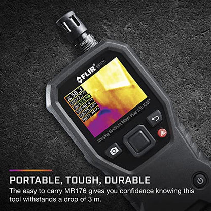 FLIR MR176 - Thermal Imaging Moisture Meter - with IGM (Infrared Guided Measurement), Replaceable Hygrometer, Pin and Pinless | Built-in thermal camera, replaceable hygrometer, IGM guidance, field temp/RH sensor, moisture diagnostics - style: MR176