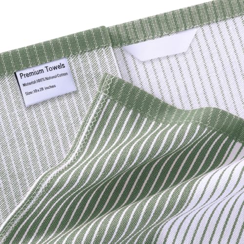 Homaxy Premium 100% Cotton Kitchen Towels 18"x28", 4 Pack, Green | Large Kitchen Hand Towels, Soft and Absorbent Tea Towel, Dish Towels with Hanging Loops - color: Grass Green, size: 18 x 28 - 4 Pack
