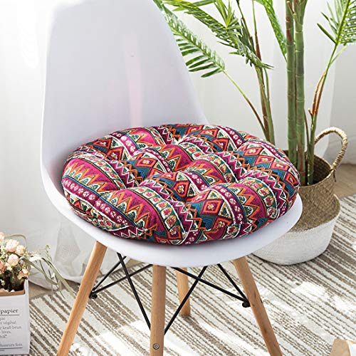 vctops Bohemian Soft Round Chair Pad Garden Patio Home Kitchen Office Seat Cushion Red Diameter 16" - color: Red, style: Diameter 16 Inch