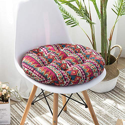 vctops Bohemian Soft Round Chair Pad Garden Patio Home Kitchen Office Seat Cushion Red Diameter 16" - color: Red, style: Diameter 16 Inch