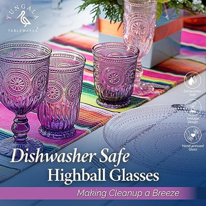 Purple Highball Glasses Set of 6 — 10 oz Tall Drinking Glasses - color: Purple, size: Tall