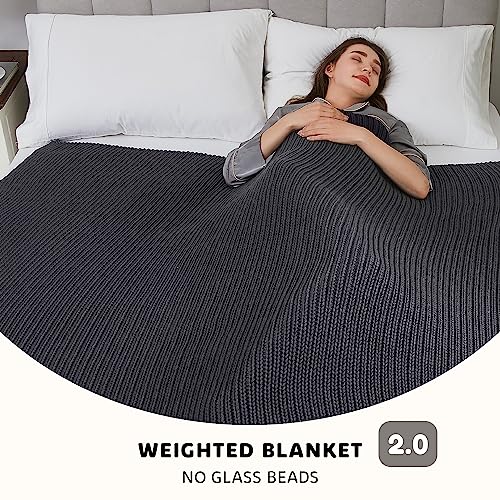 L'AGRATY Knitted Weighted Blanket - 48"x72" 12lbs Cooling Chunky Knit Heavy Blanket for Adults Braided Crochet Throw Thick Cable Yarn Knit Decorative No Beads Evenly Weighted Machine Washable | No Beads Evenly Weighted Machine Washable Chunky Braided Croc