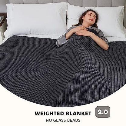 L'AGRATY Knitted Weighted Blanket - 48"x72" 12lbs Cooling Chunky Knit Heavy Blanket for Adults Braided Crochet Throw Thick Cable Yarn Knit Decorative No Beads Evenly Weighted Machine Washable | No Beads Evenly Weighted Machine Washable Chunky Braided Croc