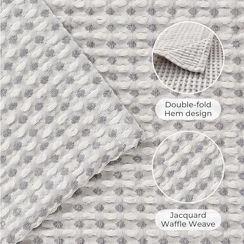 EGOHOME Cotton Two-Tone Check Pattern Waffle Blanket Queen Size | Gray/White, 90"x90", Lightweight, Soft & Breathable for Bed, Couch, Sofa, All Seasons - color: Gray/White, size: Queen
