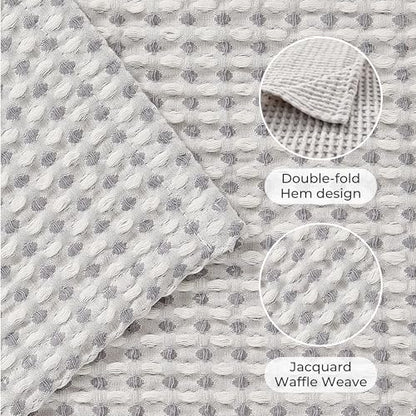 EGOHOME Cotton Two-Tone Check Pattern Waffle Blanket Queen Size | Gray/White, 90"x90", Lightweight, Soft & Breathable for Bed, Couch, Sofa, All Seasons - color: Gray/White, size: Queen