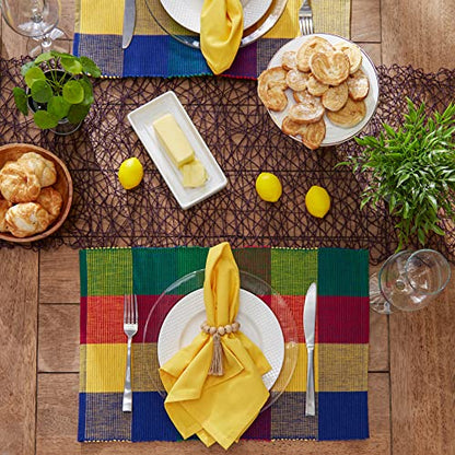 DII Basic Everyday Ribbed Tabletop 100% Cotton, Placemat Set, 13x19, Summer Check, 6 Piece - color: Summer Check, size: 13x19"