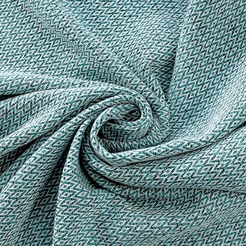 Peshtemania Premium Cotton Throw Blanket, 50x60 inches, Light Blue, Turkish Herringbone, Farmhouse Decor, Yoga Blanket, Picnic Blanket - color: Light Blue